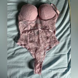 Forever 21 Dusty Rose Lace Teddy Bodysuit